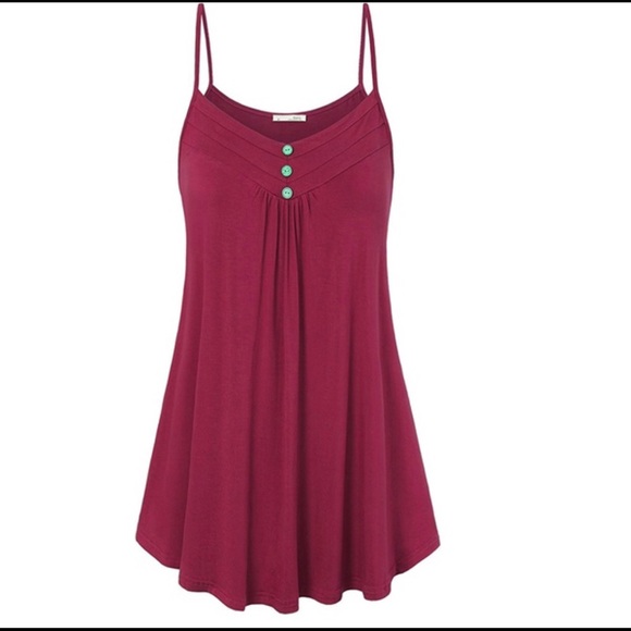 Sleeveless Shirt V-Neck Casual Button Tank Top - Picture 5 of 7